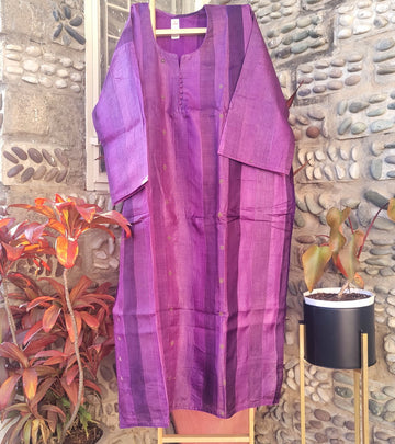 PURPLE PURE TUSSAR SILK KURTA - Weave Sutra