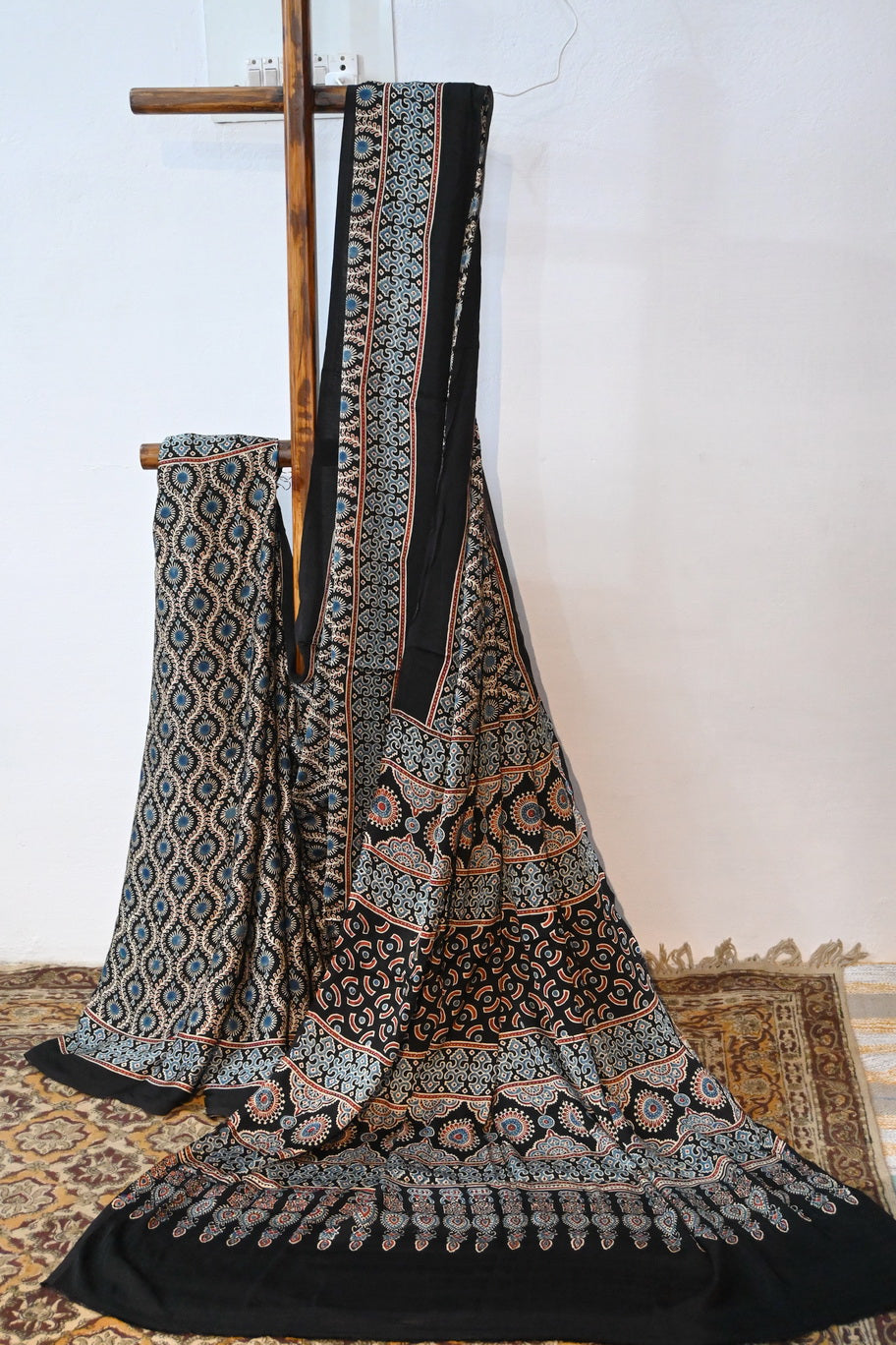 HEERA AJRAKH SAREE - Weave Sutra