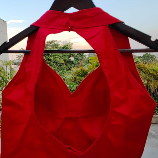 RED HALTER NECK (BLOUSE) - Weave Sutra