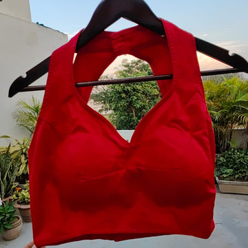 RED HALTER NECK (BLOUSE) - Weave Sutra