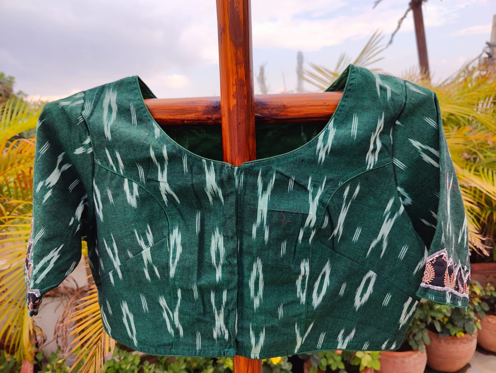 GREEN IKAT COTTON (BLOUSE - Weave Sutra