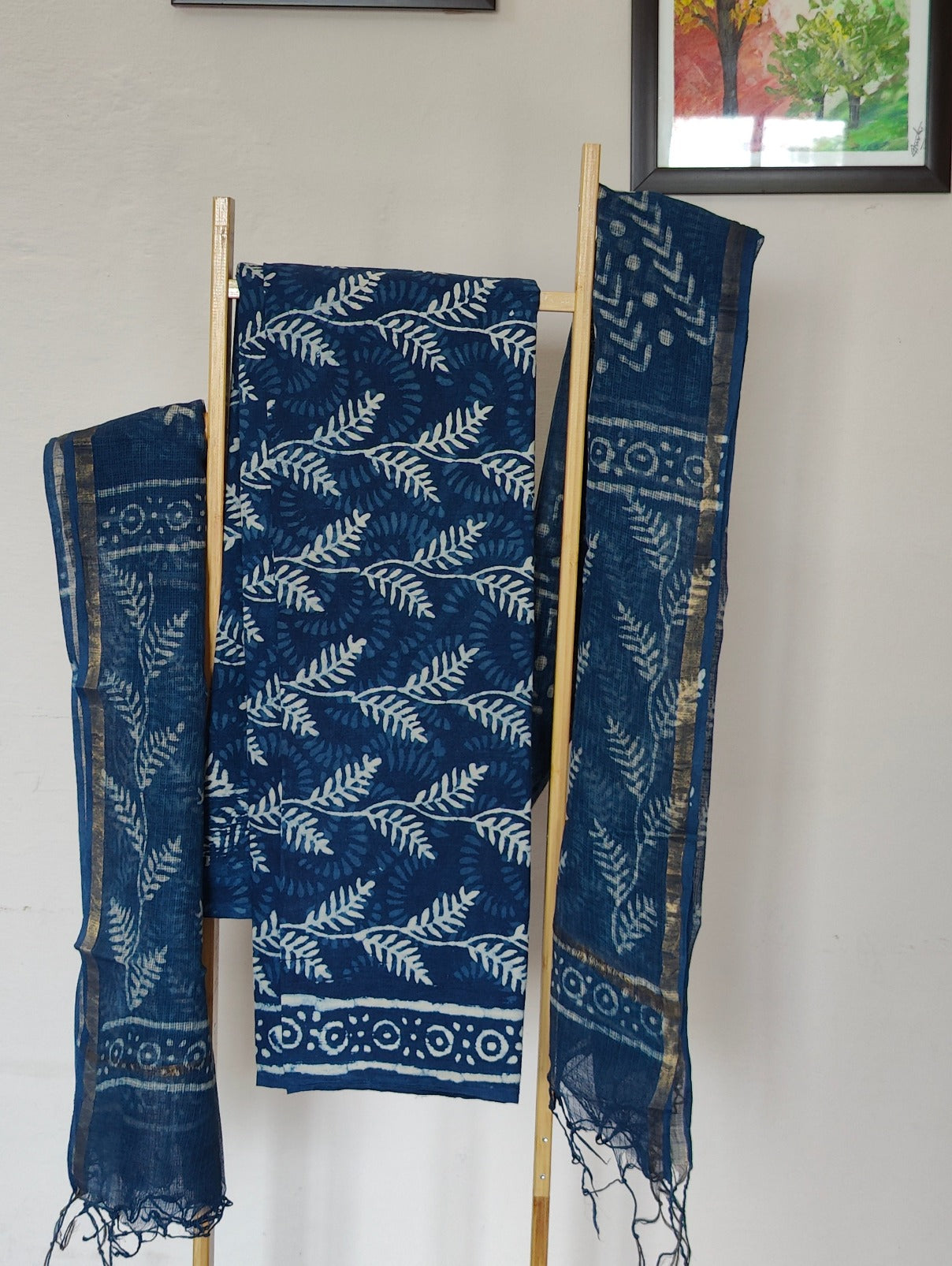 INDIGO LATA BLOCKPRINT SUIT - Weave Sutra