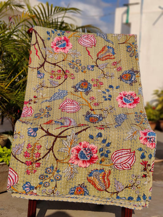 BEIGE KANTHA DOHAR - Weave Sutra