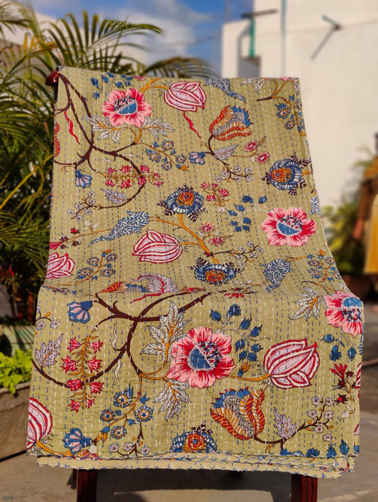 BEIGE KANTHA DOHAR - Weave Sutra