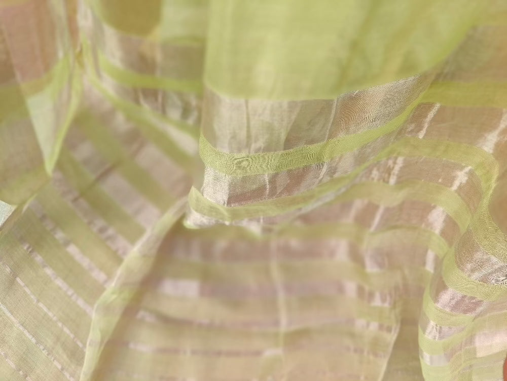 LIGHT GREEN LINEN (SAREE) - Weave Sutra