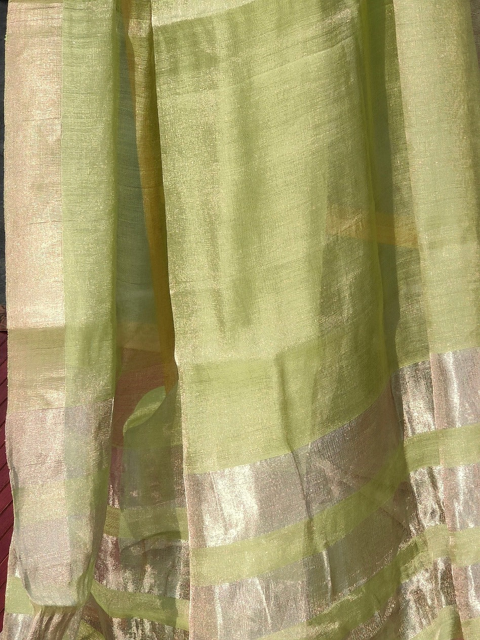 LIGHT GREEN LINEN (SAREE) - Weave Sutra