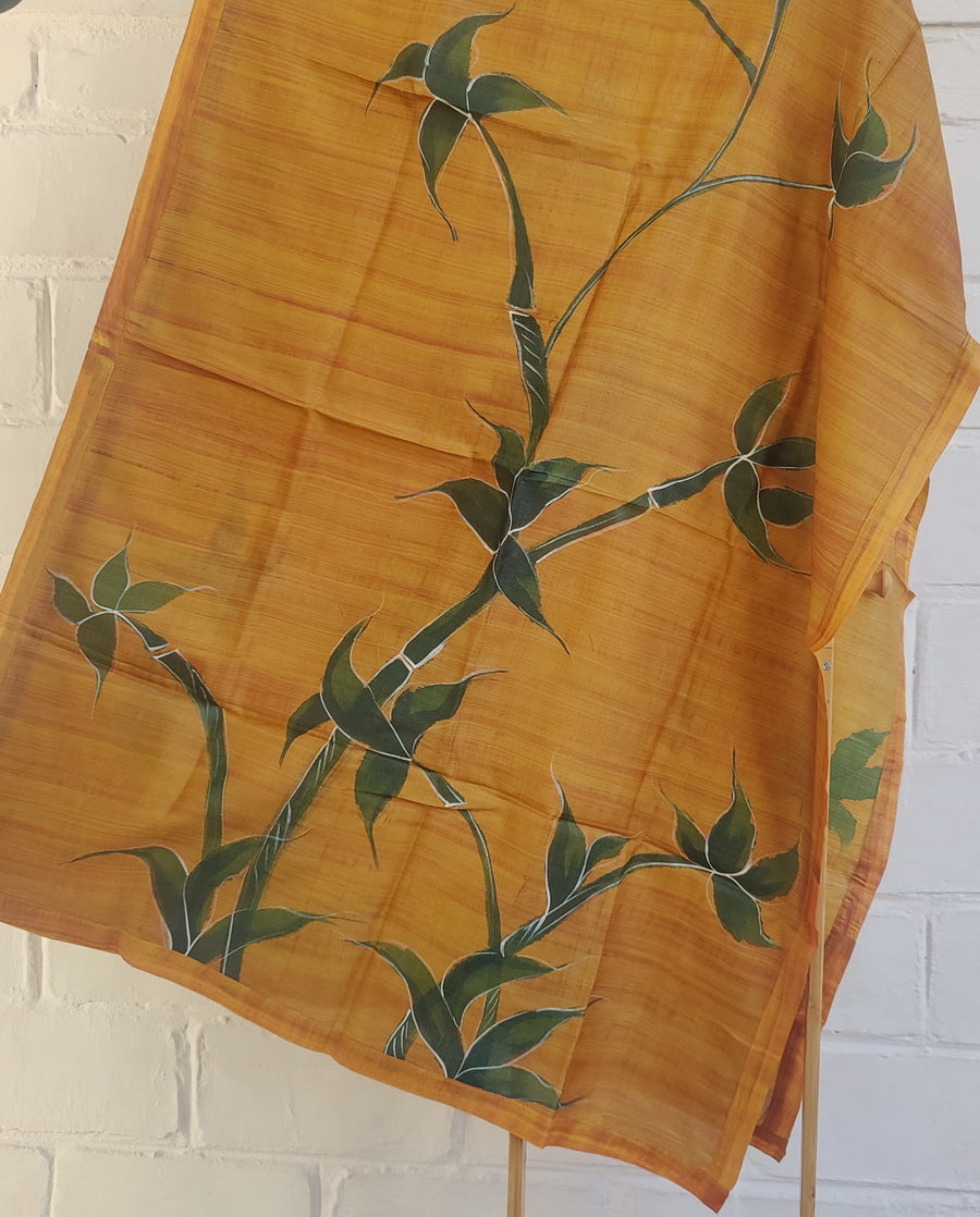 HAND PAINTED PURE TUSSAR SILK FABRIC SUIT SET - Weave Sutra