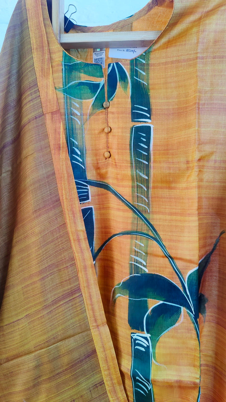 HAND PAINTED PURE TUSSAR SILK FABRIC SUIT SET - Weave Sutra