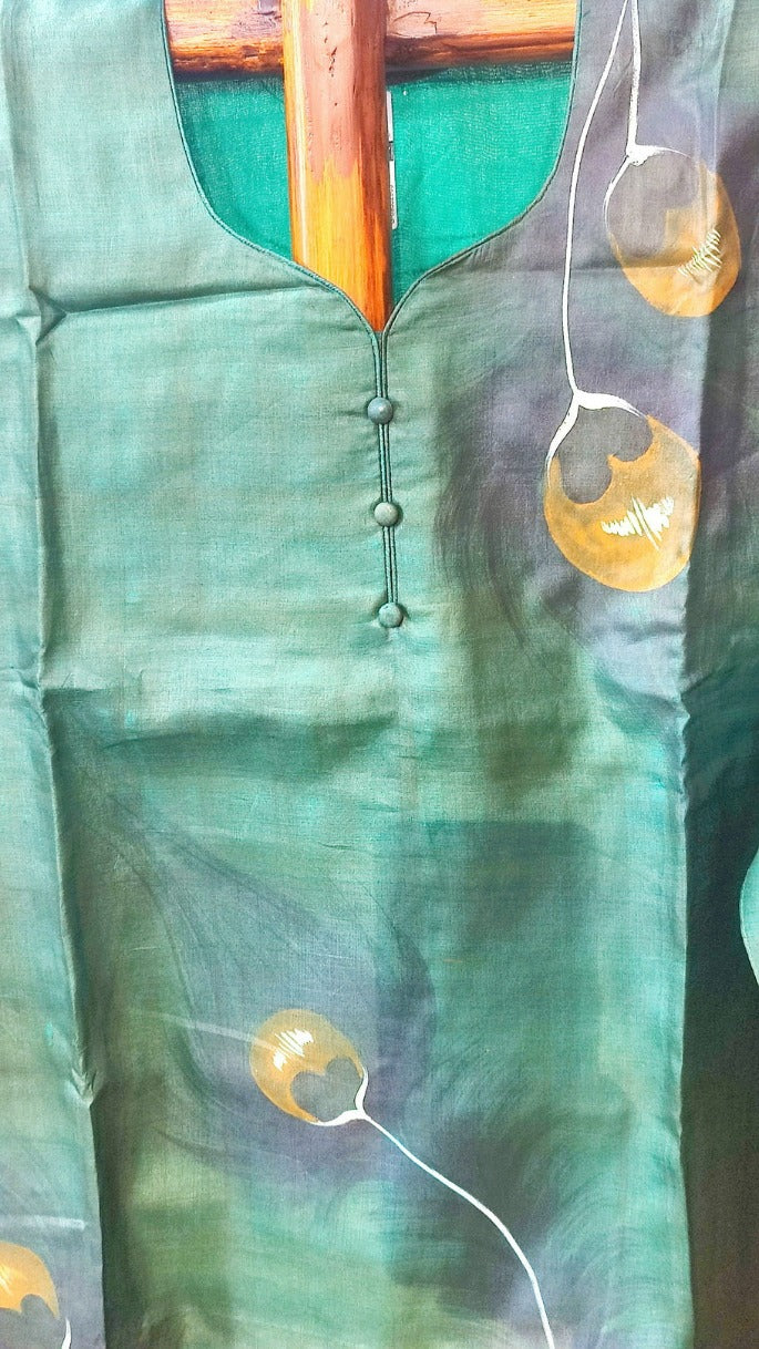 PEACOCK PURE TUSSAR SILK KURTA - Weave Sutra