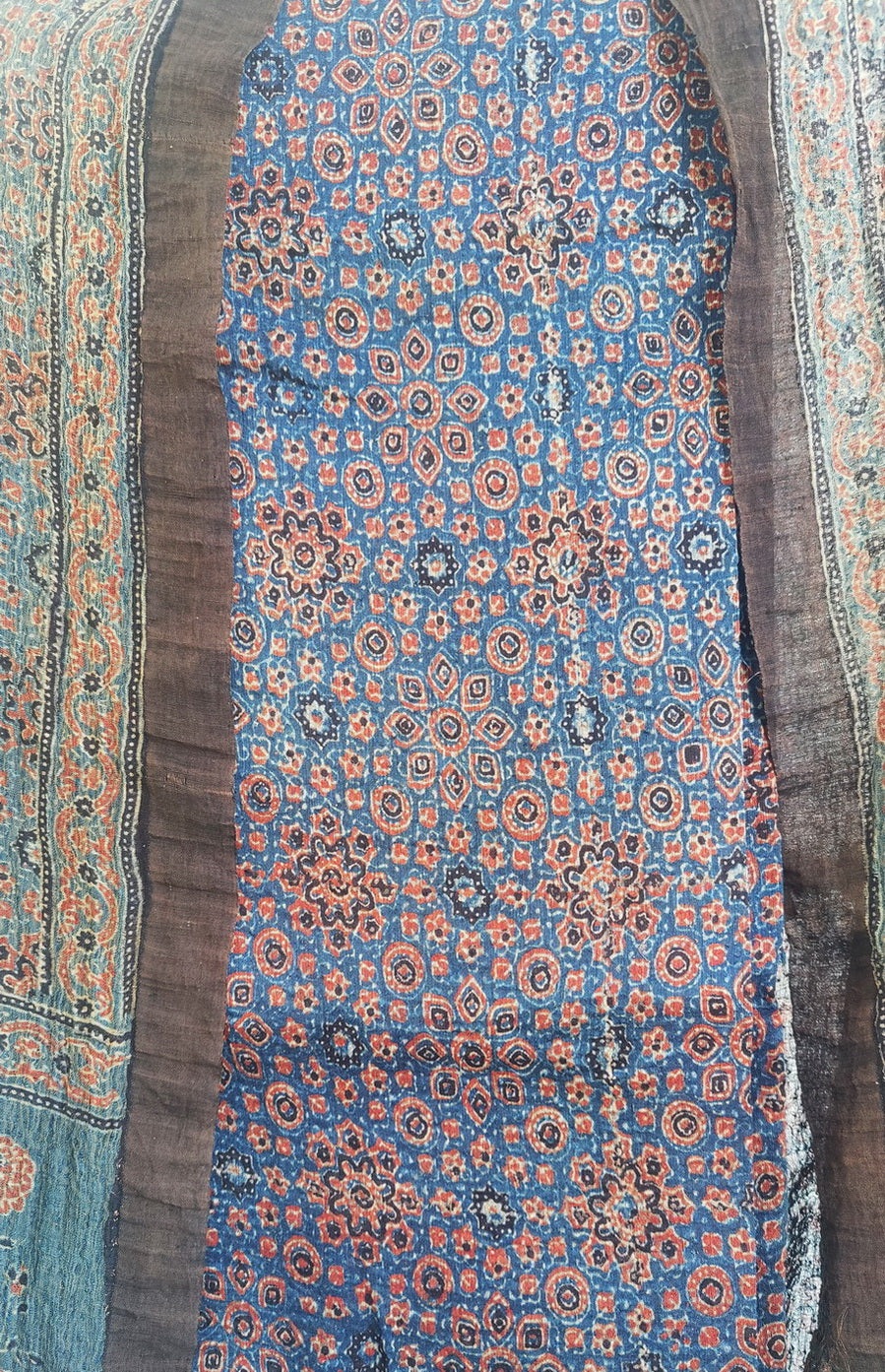 AJRAKH PRINT RUSTY INDIGO SUIT SET FABRIC - Weave Sutra