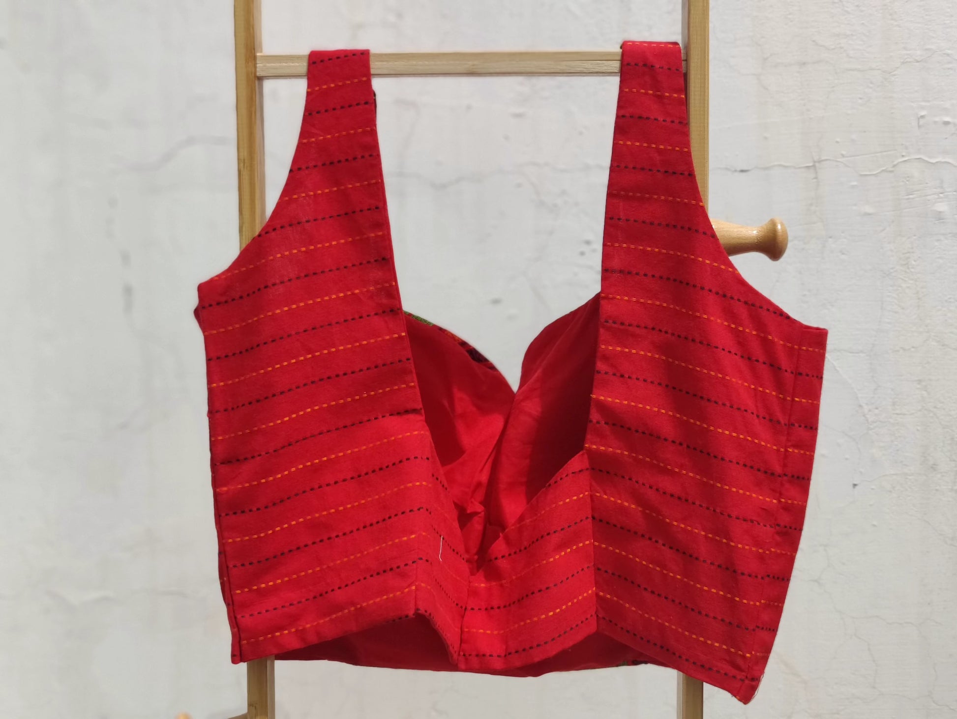 Sleeveless Red Blouse - Weave Sutra