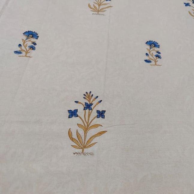 BLUE FLORAL MOTIFS BED SHEET - Weave Sutra