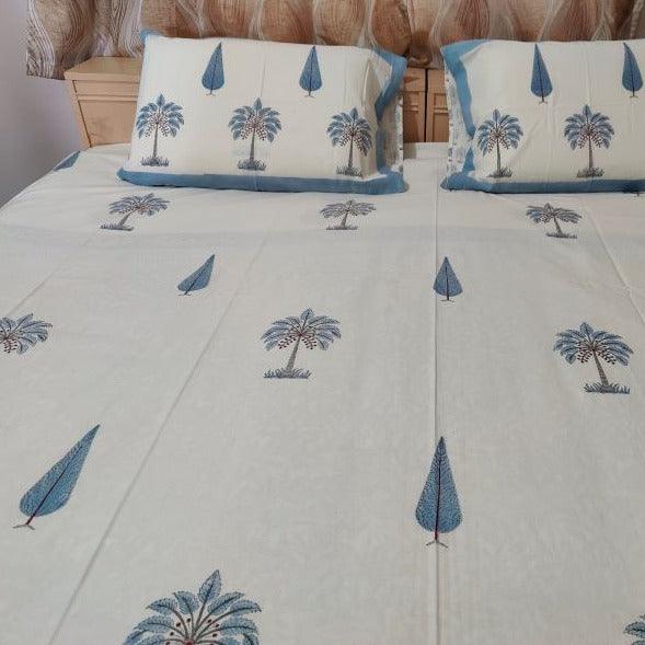 BLUE PINE AND COCONUT BED SHEET - Weave Sutra