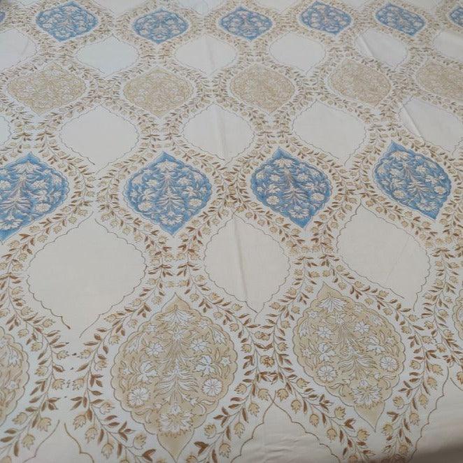 NESTED BEIGE AND BLUE BED SHEET - Weave Sutra