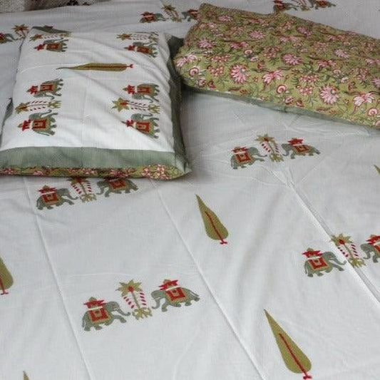ELEPHANT MOTIFS BED SHEET - Weave Sutra