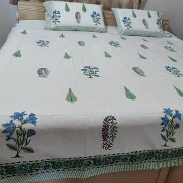 GREEN PINE FLORA BED SHEET - Weave Sutra