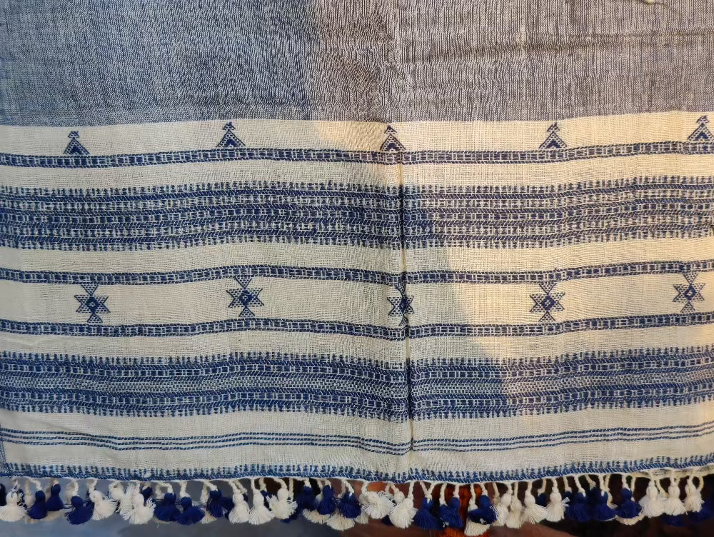 Blue Bhujori Stole - Weave Sutra