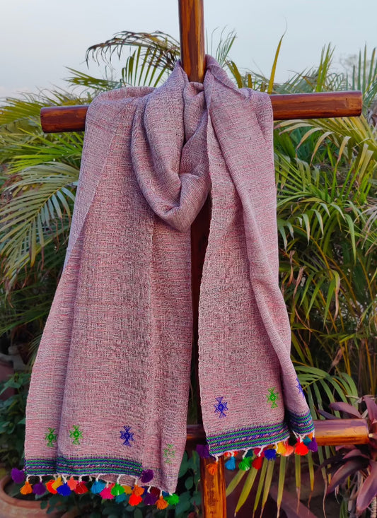 Light Pink Bhujori Stole - Weave Sutra