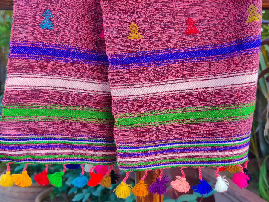 PINK BHUJORI STOLE - Weave Sutra