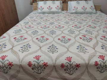 NESTED BUNCH OF PINK FLOWERS BED SHEET - Weave Sutra