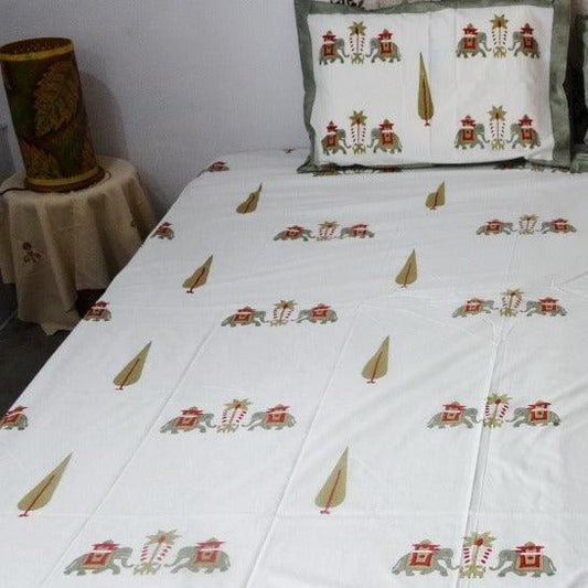 ELEPHANT MOTIFS BED SHEET - Weave Sutra